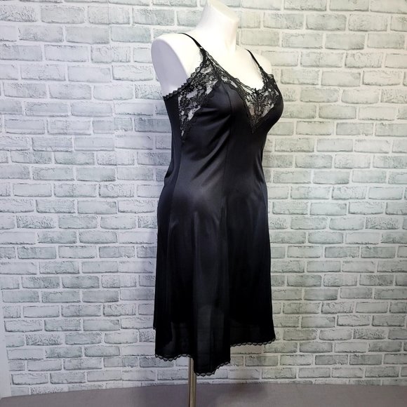 Vintage‎ Maidenform 38 Full Black Slip Lingerie Something Special Nylon Lace - Picture 6 of 9